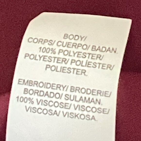 Lucky Brand Embroidered Tassel Tie Neck BOHO Peasant Top L Burgundy Red #224i - Picture 10 of 11